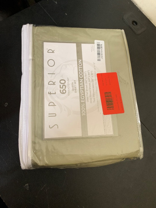 Photo 1 of Superior Egyptian Cotton 4 Piece Sheet Set, 650 Thread Count, Eco-Friendly, Sustainable Sheets, Ultra-Soft Basics, Solid, Deep Pocket Fitted Sheet, Flat Sheet, Pillowcases, Queen, Sage