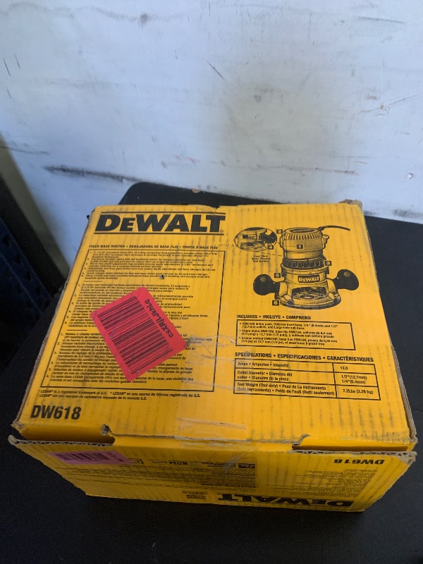 Photo 1 of DEWALT Router, Fixed Base, 12-Amp, 24,000 RPM Variable Speed Trigger, 2-1/4HP, Corded (DW618)