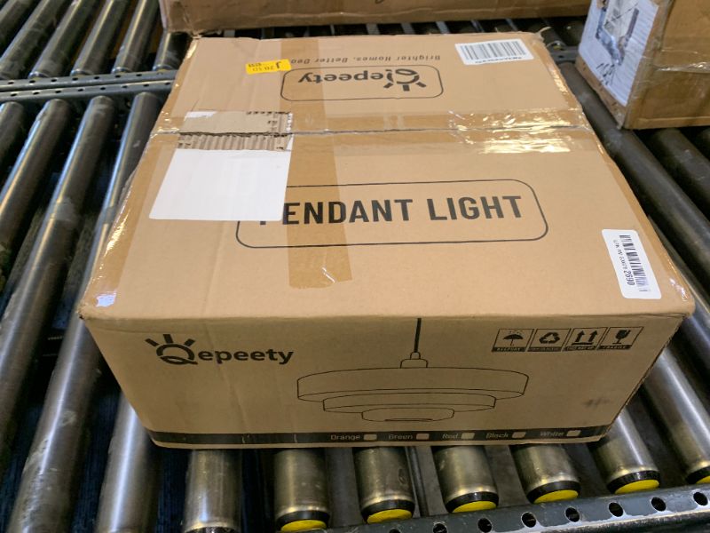 Photo 1 of Qepeety Red Pendant Light, Industrial Metal Pendant Light Fixtures, 3-Layer Shade Design, 13.8-inch Dome, Red Finish, Kitchen Light Fixtures for Dining Table