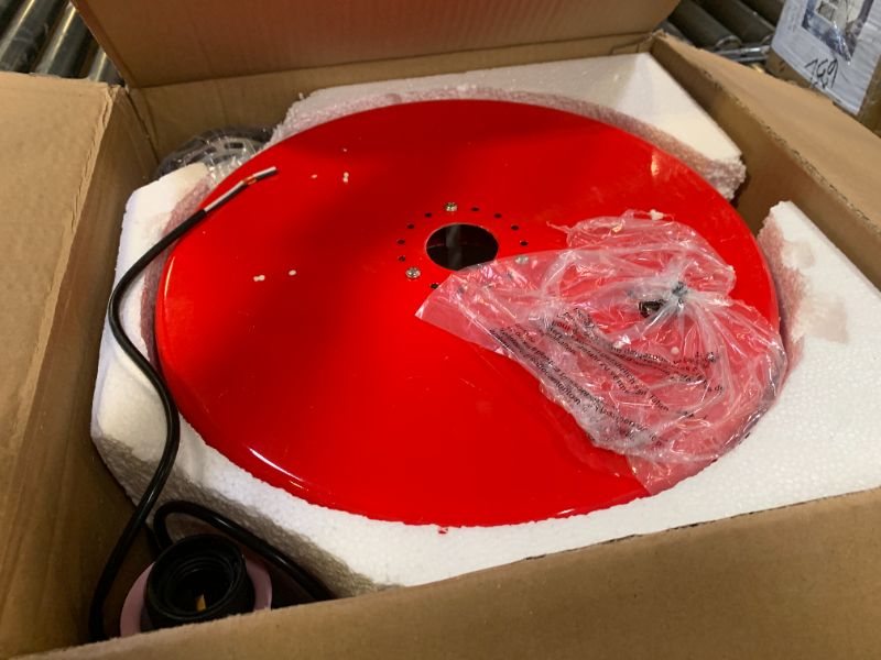 Photo 1 of Qepeety Red Pendant Light, Industrial Metal Pendant Light Fixtures, 3-Layer Shade Design, 13.8-inch Dome, Red Finish, Kitchen Light Fixtures for Dining Table