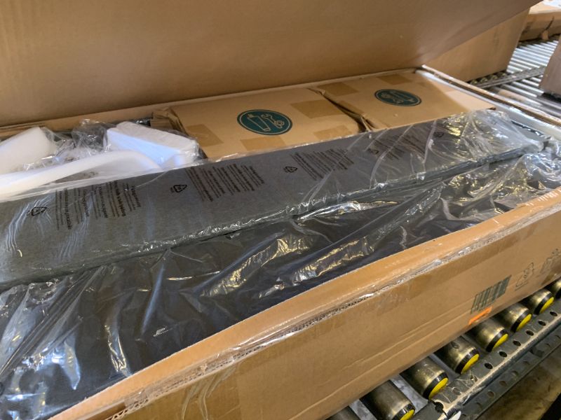 Photo 1 of Zinus King Maya Upholstered Bed Frame with Asymmetric Headboard, Durable Wooden Slats, Sturdy Framework, Noise Free Sleep, No Box Spring Needed, Easy Assembly, Eco Friendly Packaging, Dark Grey