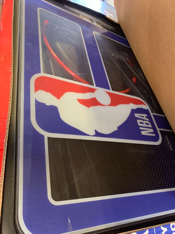 Photo 1 of Lifetime NBA League Edition Portable Basketball Hoop, Adjustable Height 7.5-10 Ft, 44 Inch Shatterproof Fusion Backboard, Base with Wheels