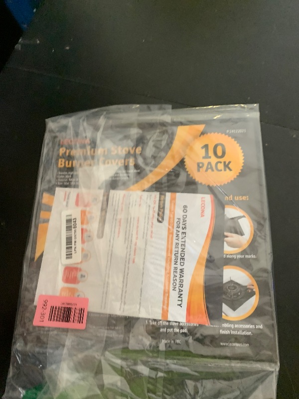 Photo 1 of 10 pack, gas stove protector, stove burner liners, stovetop range protectors, set top burner covers black, size 10.6” x 10.6” non stick reusable cover easy to clean, double thickness