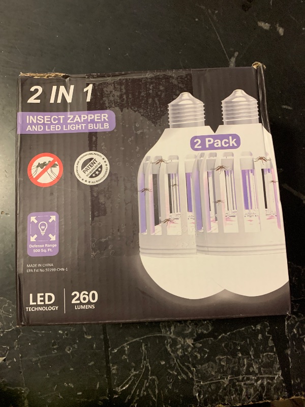Photo 1 of [2-Pack] BANPESTT Bug Zapper Light Bulb 2-in-1 Indoor Mosquito Zapper Gnat Trap- Electric Fly Insect Killer&Bug Catcher for Home Backyard Patio