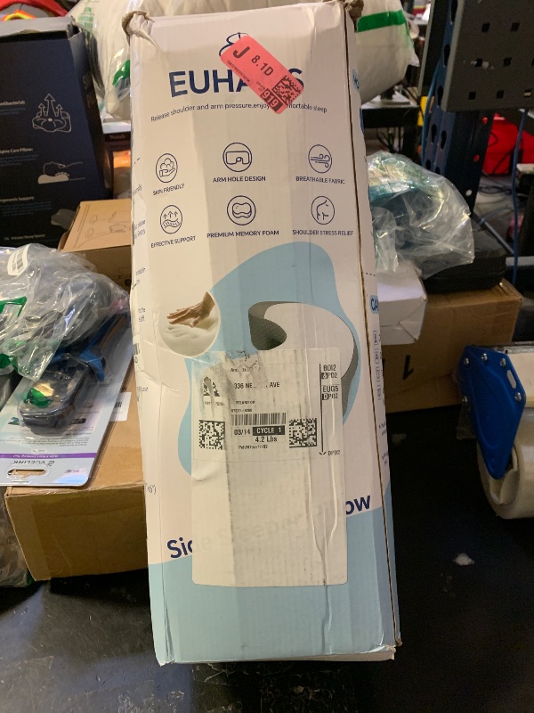 Photo 1 of EUHAMS Side Sleeper Pillow - Ergonomic Memory Foam Shoulder Pillow with Arm Holes for Neck,Shoulder & Rotator Cuff Pain Relief-Arm Support Pillows for Adults Ideal for Left & Right Side Sleepers,Grey