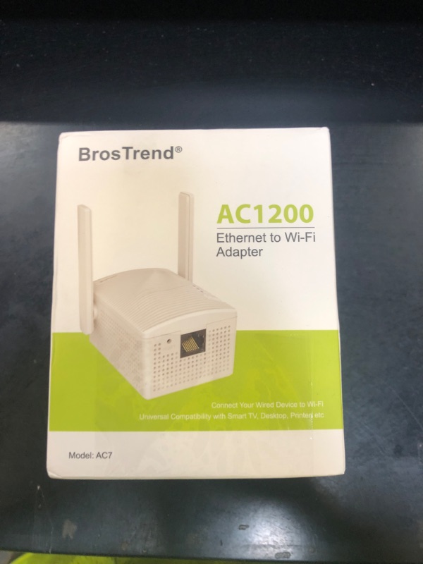Photo 1 of BrosTrend Dual Band 1200Mbps WiFi Bridge, Convert Your Wired Device to Wireless Network, Works with Any Ethernet-Enabled Devices, WiFi to Ethernet Adapter with Standard RJ45 LAN Port, Easy Setup