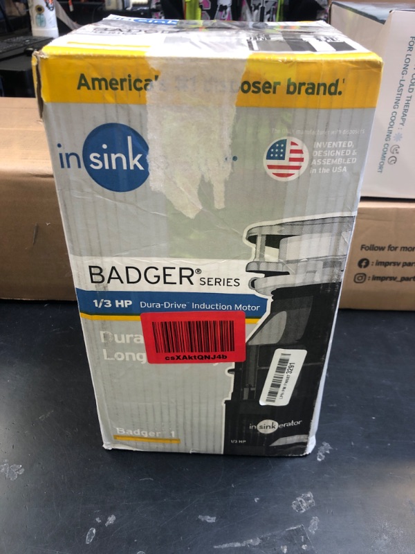 Photo 1 of InSinkErator Garbage Disposal, Badger 1, Standard Series, 1/3 HP Continuous Feed, Black, Waterborne Grey Enamel