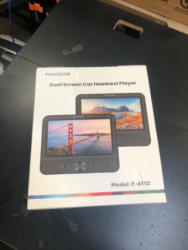 Photo 1 of Car DVD Player Dual Screen, FANGOR 7.5 Inch DVD Player for Car Play The Same or Two Different Movies with Headrest Straps, Support Last Memory, AV Out/in, USB/SD Card, All Regions