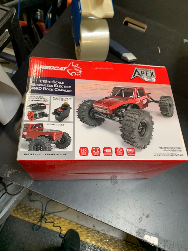 Photo 1 of Redcat Racing Ascent-18 APEX, 1/18 Scale Brushless Electric Rock Crawler, Carbon Fiber, 4WD RC Car for Adults with 2.4GHz Radio System (Red)