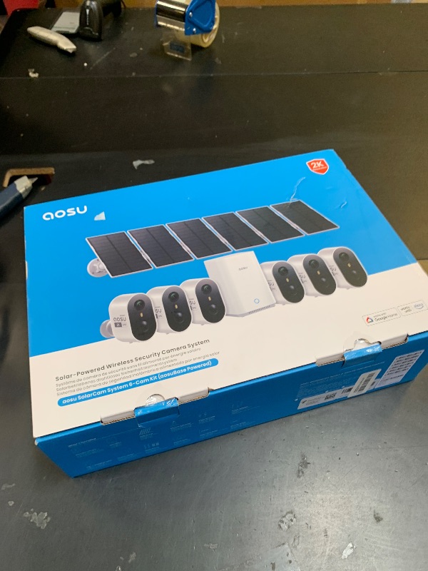 Photo 1 of aosu Solar Security Cameras Wireless Outdoor Home System, True 2K HD, Cross-Camera Tracking, PIR + AI Human Detection, Color Night Vision, Local Storage, No Subscription Required, 6-Cam-Kit