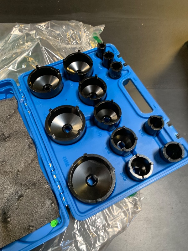 Photo 1 of Yuesstloo 13 PCS Spindle Nuts Socket Kit Ball Joints Axle Locknut Remove Install Locking Hub Socket for KM Groove Nuts, Compatible with GM, Ford, GMC and Dodge, 4 Teeth Exterior with 1/2'' Drive