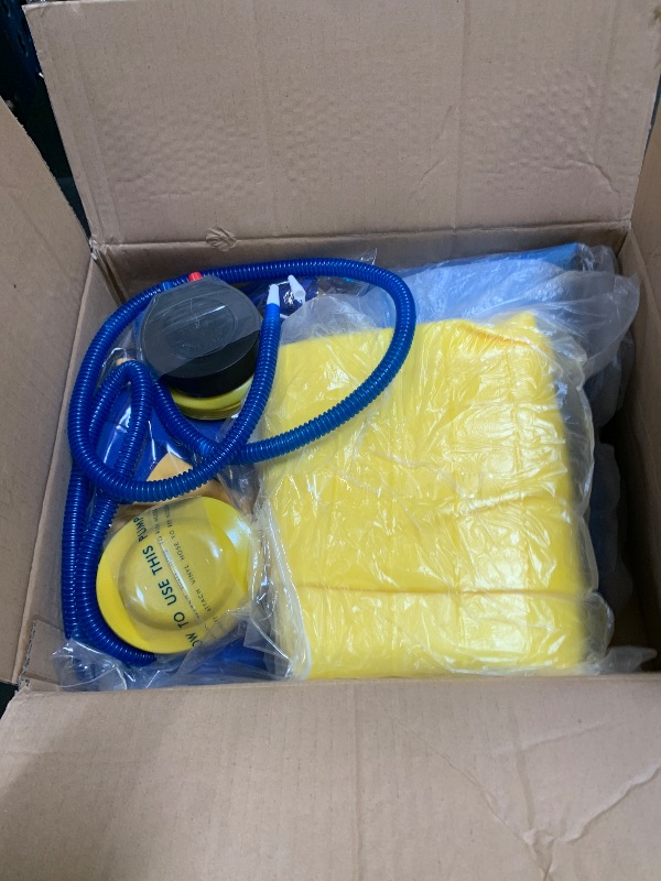 Photo 1 of Suilung 2 Set Giant 40" Herding Ball with Cover Anti Burst, Waterproof Durable Large Horse Toy, Please Watch VCR for Inflating Horse Toys for Equine Pasture Stall Outdoor, Pump Included(Blue, Yellow)