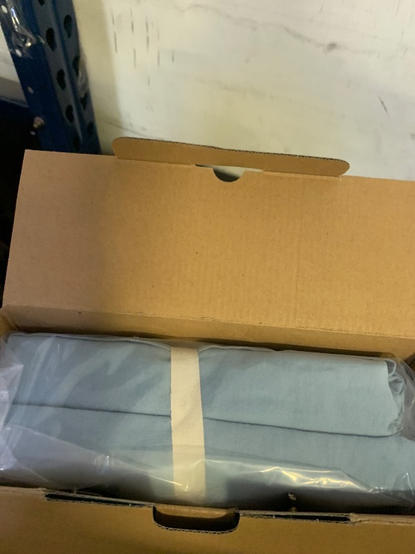 Photo 1 of LBRO2M 100% Pure Linen Sheet Set Deep Pocket Up to 16" Bed Sheets Sets, Natural Flax Beddings Soft, Breathable, Comfortable for All Seasons Twin Size, Dusty Blue