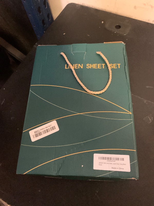 Photo 1 of LBRO2M 100% Pure Linen Sheet Set Deep Pocket Up to 16" Bed Sheets Sets, Natural Flax Beddings Soft, Breathable, Comfortable for All Seasons Twin Size, Dusty Blue