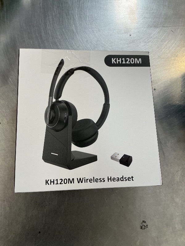 Photo 1 of (2025 Upgraded) Wireless Headset with Mic for Work, Bluetooth Headset with Noise Canceling Microphone with Dongle, Charging Base & Mic Mute, Wireless Headphones for Work from Home/PC/Computer