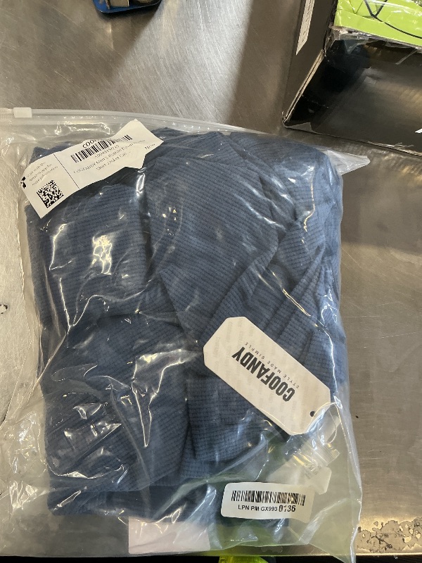 Photo 1 of COOFANDY Men's Button Down Waffle Shirt Jacket Casual Long Sleeve Shacket Lightweight Overshirts with Flap Pockets