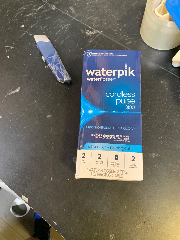 Photo 1 of Waterpik Cordless Pulse 3100 Rechargeable Portable Water Flosser for Teeth, Gums, Braces Care and Travel with 2 Flossing Tips, Waterproof for Shower Use, ADA Accepted, WF-20 White, Amazon Exclusive