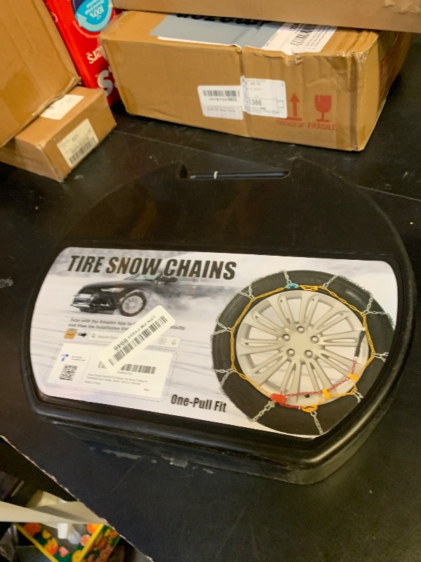 Photo 1 of Snow-Chains Easy Install Tire-Chains, One-Pull Fit Design Tire Snow Chains for Passenger Cars, Sedan, SUVs, Emergency Winter Tire Traction Car Tires 235 245 255 275 - Set of 2 (KN140)