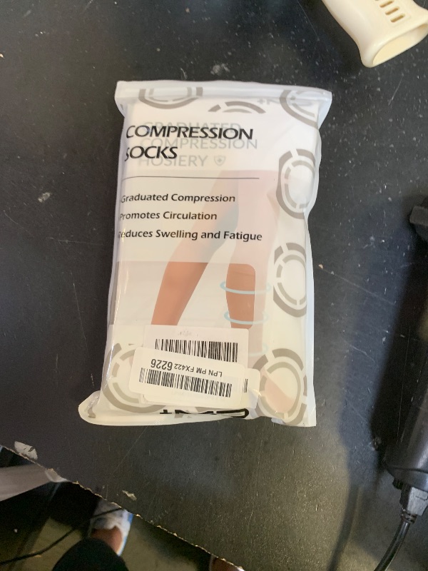 View 2 of +MD 2 Pairs 20-30 mmHg Medical Compression Socks for Women & Men, Knee High Open Toe Stockings, Circulation Support & Comfort Hose Nude, X-Large