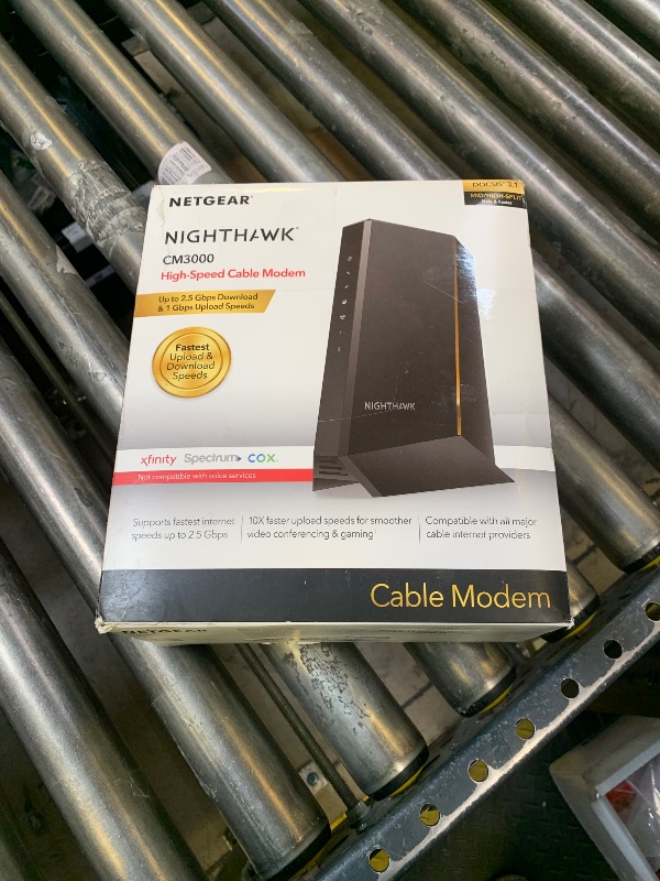 Photo 1 of NETGEAR Nighthawk DOCSIS 3.1 Mid/high-Split Cable Modem (CM3000-1AZNAS) – Approved for Today’s Fastest Speeds - Works With all Cable Providers, Incl. Xfinity, Spectrum, Cox - Cable Plans up to 2.5Gbps