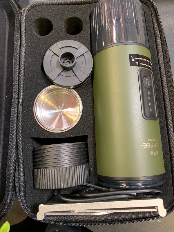 Photo 1 of Portable Espresso Maker, 3 in 1 Coffee Maker Set with Carrying Bag and Coffee Stand, Coffee Machine Works with Ground Coffee & Capsule Pod, Self-Heating Brewer with USB-C for Travel, Hiking, Office