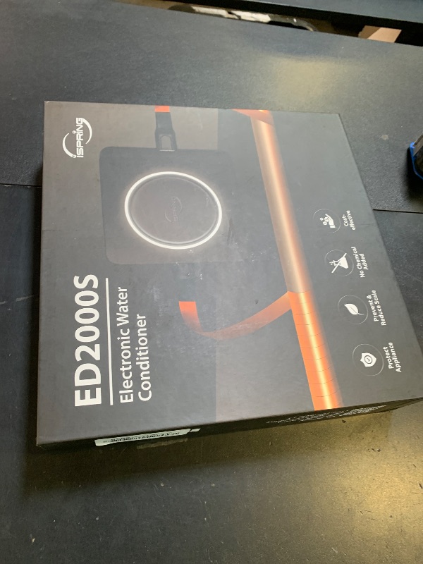 Photo 1 of iSpring ED2000S Whole House Descaler, Alternative Electronic Salt-Free Hard Water Conditioner, Breathing LED Light Design with Magnet, Prevent Rust and Scale Build-up, Black