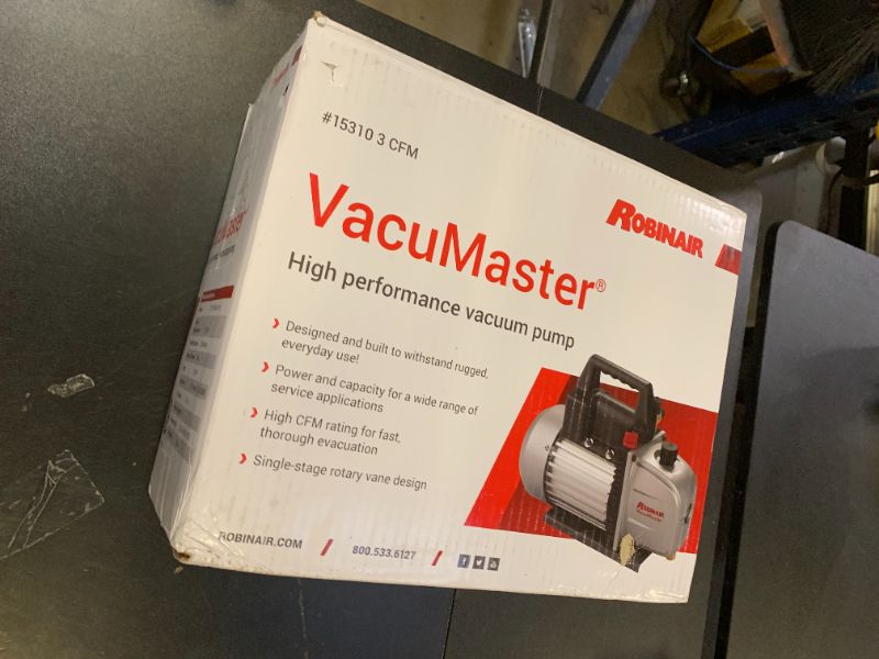 Photo 1 of Robinair (15310) VacuMaster Single Stage Vacuum Pump - Single-Stage, 3 CFM Silver