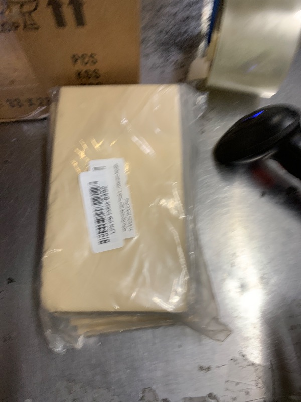 Photo 1 of 100Pcs Beige Paper Napkins Disposable, Decorative Dinner Napkins Guest Hand Towels for Bathroom Kitchen Wedding Engagement Party Supplies 4.3 x 7.8 Inches