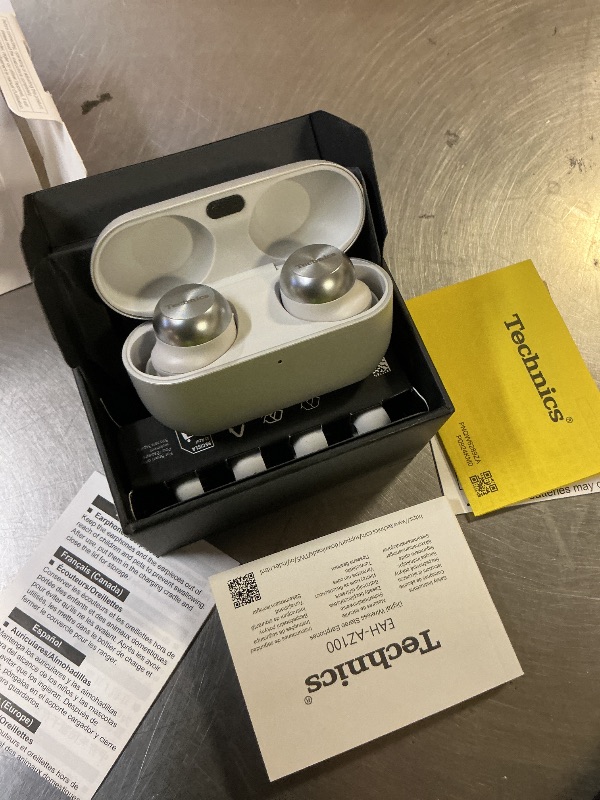 Photo 1 of Technics Reference Class Hi-Fi Wireless Earbuds, Dolby Atmos with Head Tracking, Adaptive Noise Cancelling, 3 Device Multipoint, 10-hr Battery, Wireless Charging, Improved Fit - EAH-AZ100-S (Silver)