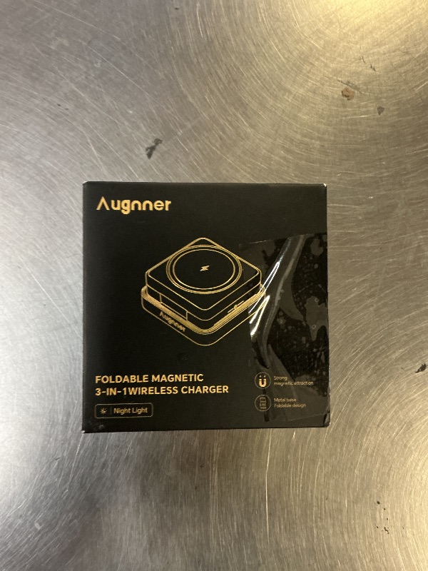 Photo 1 of ?2026 Upgraded?Wireless Charger 3 in 1, Foldable Wireless Charging Station with Light for Apple MagSafe Charger, Travel Magnetic Charger for iPhone 17/16/15/14/13/12 Apple Watch AirPods (20W Adapter)