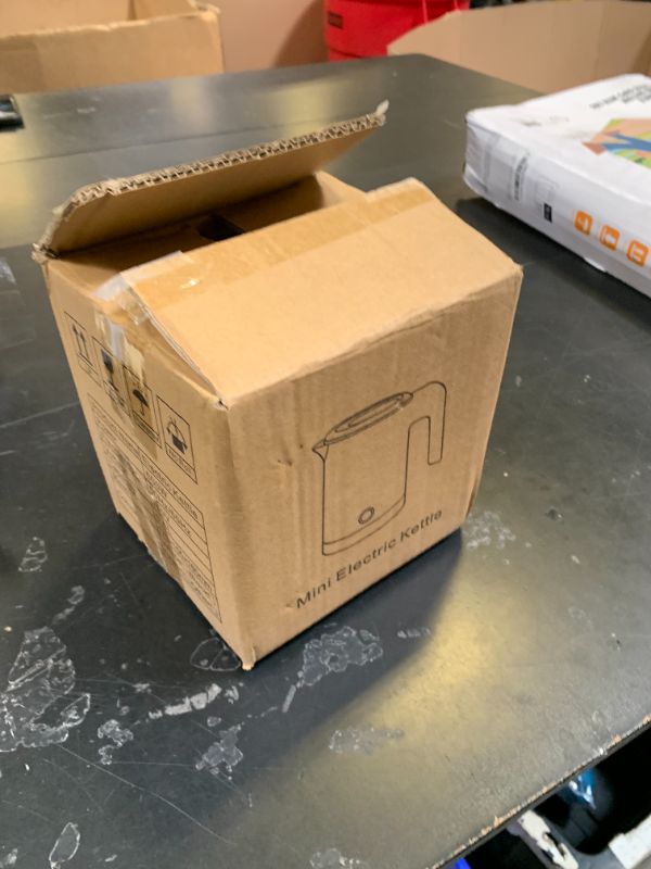 Photo 1 of 0.5L Small Portable Electric Tea Kettle Stainless Steel, Travel Mini Electric Coffee Kettle, Hot Water Boiler Heater for Business Trip, Camping, Travel, Office (Black)