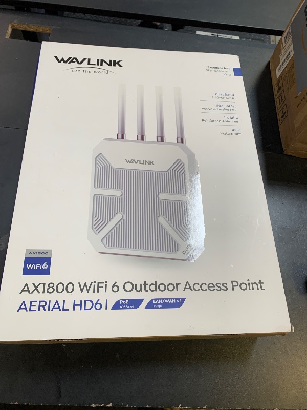 Photo 1 of 2026 AX1800 Outdoor WiFi 6 Extender, WAVLINK Outdoor WiFi Extender Signal Booster with PoE, Long Range Outdoor WiFi Access Point, IP67 Weatherproof, 4x8dBi Antennas, for Farm, Cameras, Patio, Starlink