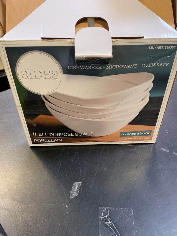 Photo 1 of Over and Back 4-Piece ‘What a Dish’ Porcelain Serving Bowls Set w/ Diamond Pattern Design – Microwave, Dishwasher & Oven Safe – Decorative Pieces Great for Appetizers, Sides or Dinner Portions, White