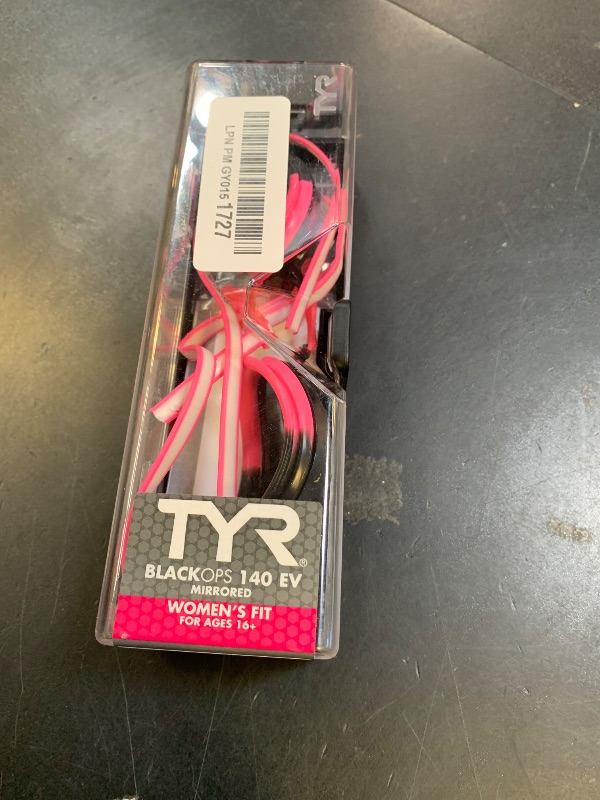 Photo 1 of **STRAP DAMAGED** TYR Black Ops 140 EV Racing Mirrored Swim Goggles Women's Fit, Silver/Pink