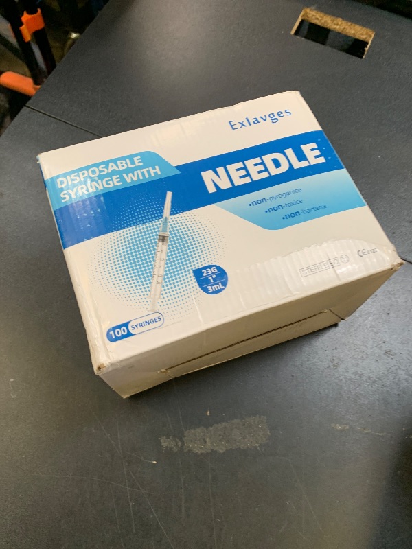 Photo 1 of 100 Pack Disposable 3ml/cc Lab Syringes with 23Ga 1 Inch Needle Luer Lock, Individually Sealed Packed