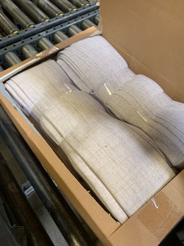 Photo 1 of MIULEE Pinch Pleated Thick Linen Curtains 102 Inch 4 Panels Set Back Tab Memory Trained Pinch Pleat Semi Sheer Light Filtering Privacy Curtain Let Light in Window Drape for Living Room Bedroom Natural