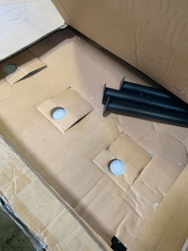 Photo 1 of Amazon Basics Adjustable Height Rectangular Classroom Activity Table, Writing Desk for School and Home, Grey Top/Black Edge, 47" W x 29" L x 30" H