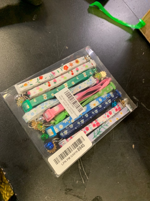 Photo 1 of 10PC Floral Cat Collar Set with Bells - Breakaway Safety for Kittens and Small Cats (#1)