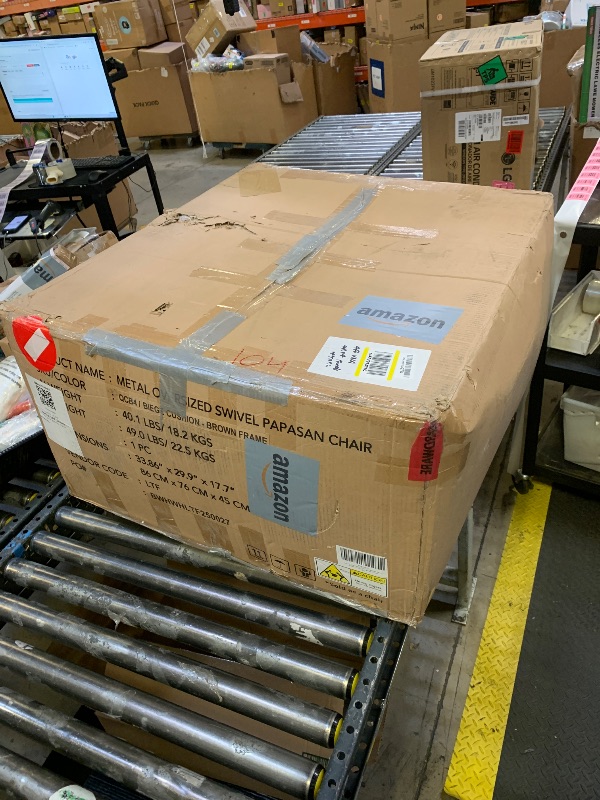 Photo 1 of Bme 46" Large Size Ergonomic Wicker Papasan Chair with Soft Thick Density Fabric Cushion, Bee-Designed Base, High Capacity Steel Frame, 360 Degree Swivel for Living, Bedroom,...