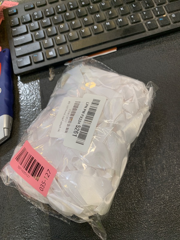 Photo 1 of 100 PCS Bows for Gift Wrapping, 2.75" Satin Ribbon Bows with Double-Sided Tape, Small Bows for Crafts, Bow Decor, Mini Bows Decorations for Party Baby Shower Birthday Wedding (White)