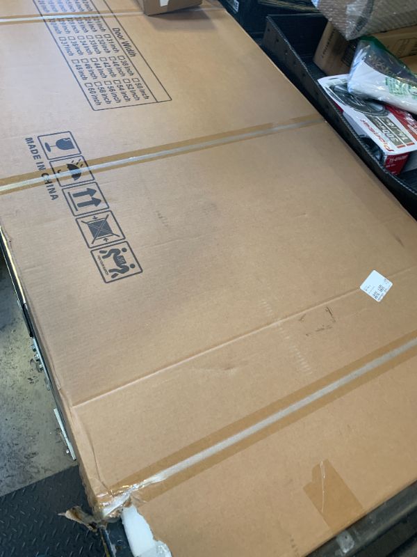 Photo 1 of SMARTSTANDARD 5-Panel Frosted Glass Interior Door Slab, 28" x 80" Slab Door for Pantry Pocket Laundry Bathroom French, Solid Core Pre-Assembled Panel Without Hardware, White