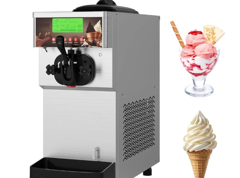Photo 1 of Garvee 1400W Single Flavor Commercial Soft Ice Cream Maker, 2.8-5.3 Gal/Hr Soft Serve Ice Cream Machine with 5-Inch Display, Easy to Operate, Self-Cleaning, High Productivity for Restaurant Snack Bar, 115V
