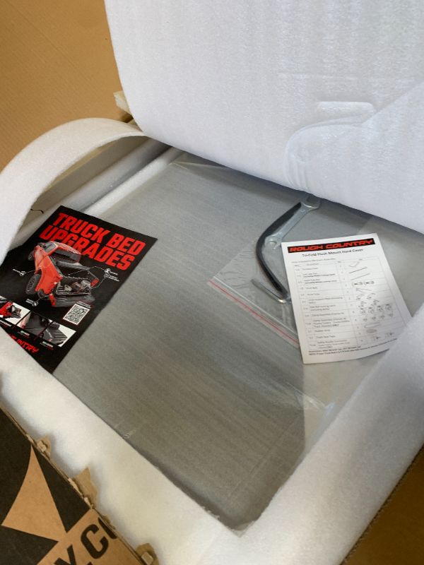 Photo 1 of Rough Country Hard Low Profile Tri-Fold Tonneau Cover for Chevy Silverado & GMC Sierra 1500 (2019–2026) – Flush Mount Aluminum Bed Cover, Fits 5'10 Short Bed