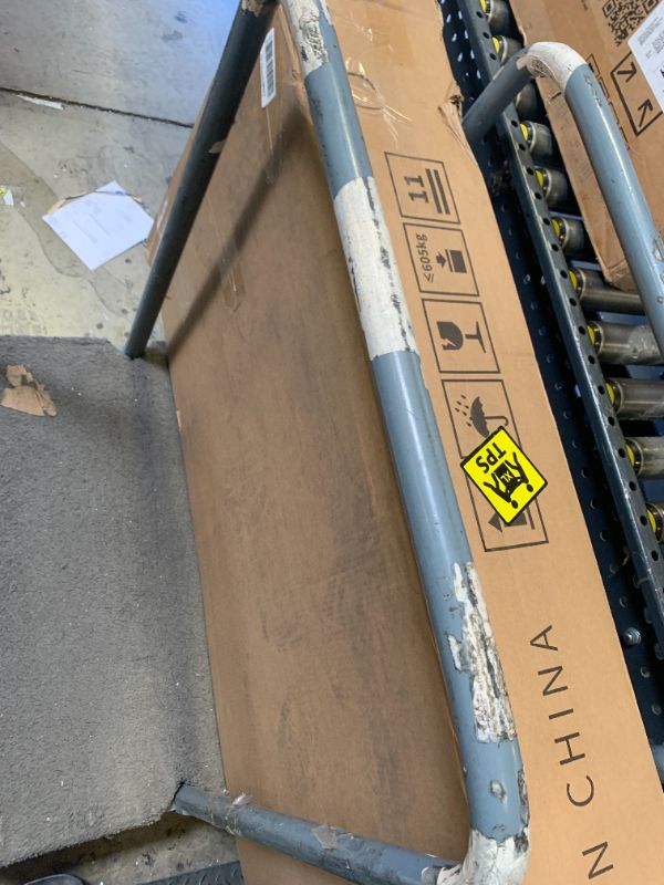 Photo 1 of DWVO Home Bar Table Unit Cabinet with LED Lights & Drawer, 12-Glass Holder & Adjustable Wine Storage, Farmhouse Mini Bar Unit with Footrest for Living & Dining Room, Off White+Walnut Grain