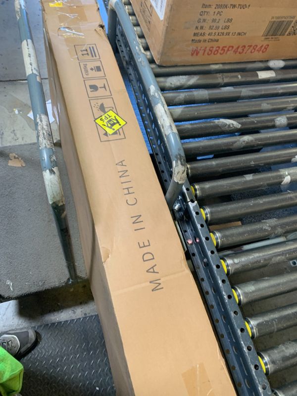 Photo 1 of DWVO Home Bar Table Unit Cabinet with LED Lights & Drawer, 12-Glass Holder & Adjustable Wine Storage, Farmhouse Mini Bar Unit with Footrest for Living & Dining Room, Off White+Walnut Grain