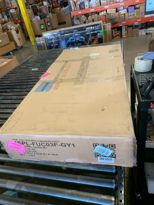 Photo 1 of PVWIIK Upholstered Full Size Daybed with 2 Storage for Bedroom Living Room,Wood Daybed Frame w/Wood Slat Support & Button Tufted Backrest,No Spring Box Need,Grey