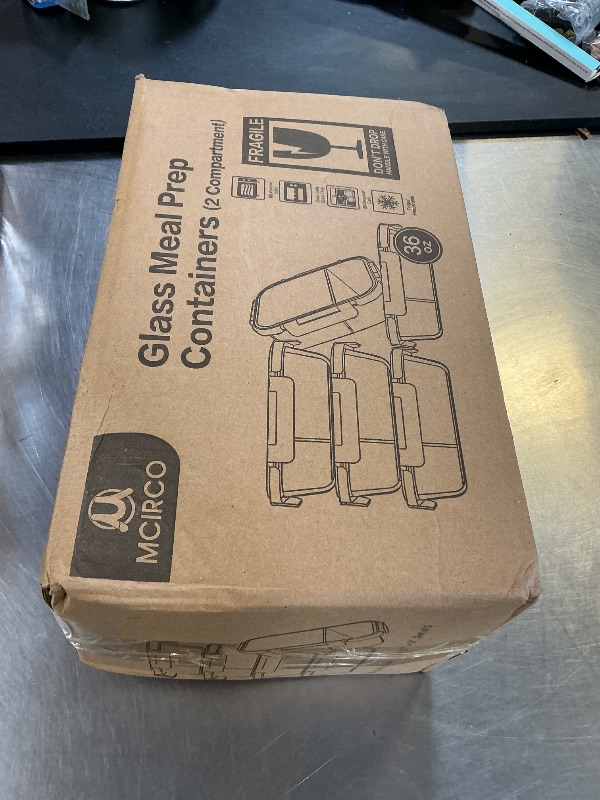 Photo 1 of [5-Pack,36 Oz]Glass Meal Prep Containers 2 Compartments Portion Control with Upgraded Snap Locking Lids Glass Food Storage Containers, Microwave, Oven, Freezer and Dishwasher (4.5 Cups, White)