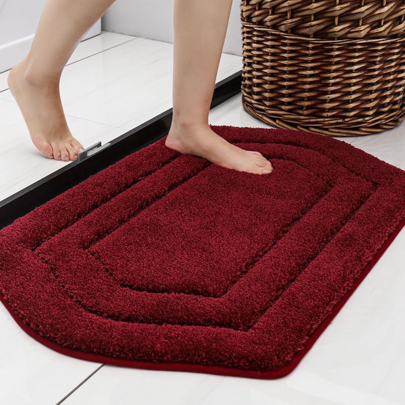Photo 1 of COSY HOMEER Extra Thick Bath Linen Sets Rugs for Bathroom - Anti-Slip Bath Mats Soft Plush Yarn Shaggy 100% Strong Polyester Living Room Bedroom Water Absorbent(Red,24x36 - Inches)