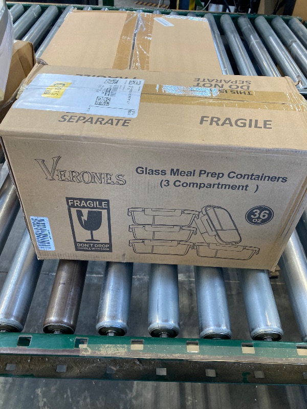 Photo 1 of VERONES 5 Pack Glass Meal Prep Containers 3 Compartment Set, 36OZ Airtight Glass Lunch Containers, Glass Food Storage Containers with Lids, for Microwave, Oven, Freezer & Dishwasher Friendly,Grey