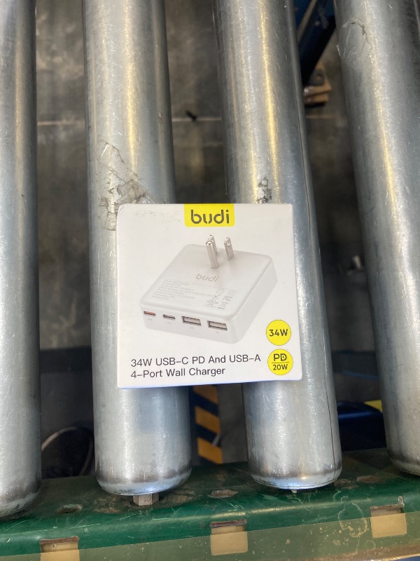 Photo 1 of BUDI Flat USB C Wall Charger, 34W 4-Port USB Charger Block, Fast Charging Block with 20W Port Power Delivery and Dual Type-C for iPhone 16/15/14/13/12/11/Pro Max/XS/XR/8/7,Tablets